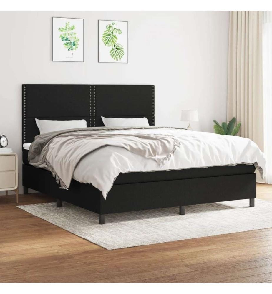 Lit à sommier tapissier avec matelas Noir 180x200 cm Tissu