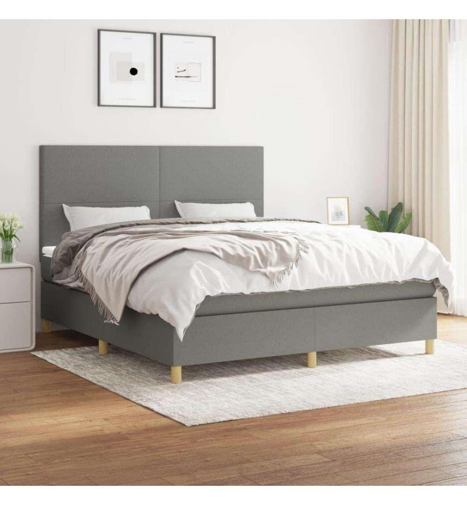 Boxspringbett mit Matratze Dunkelgrau 180x200 cm Stoff