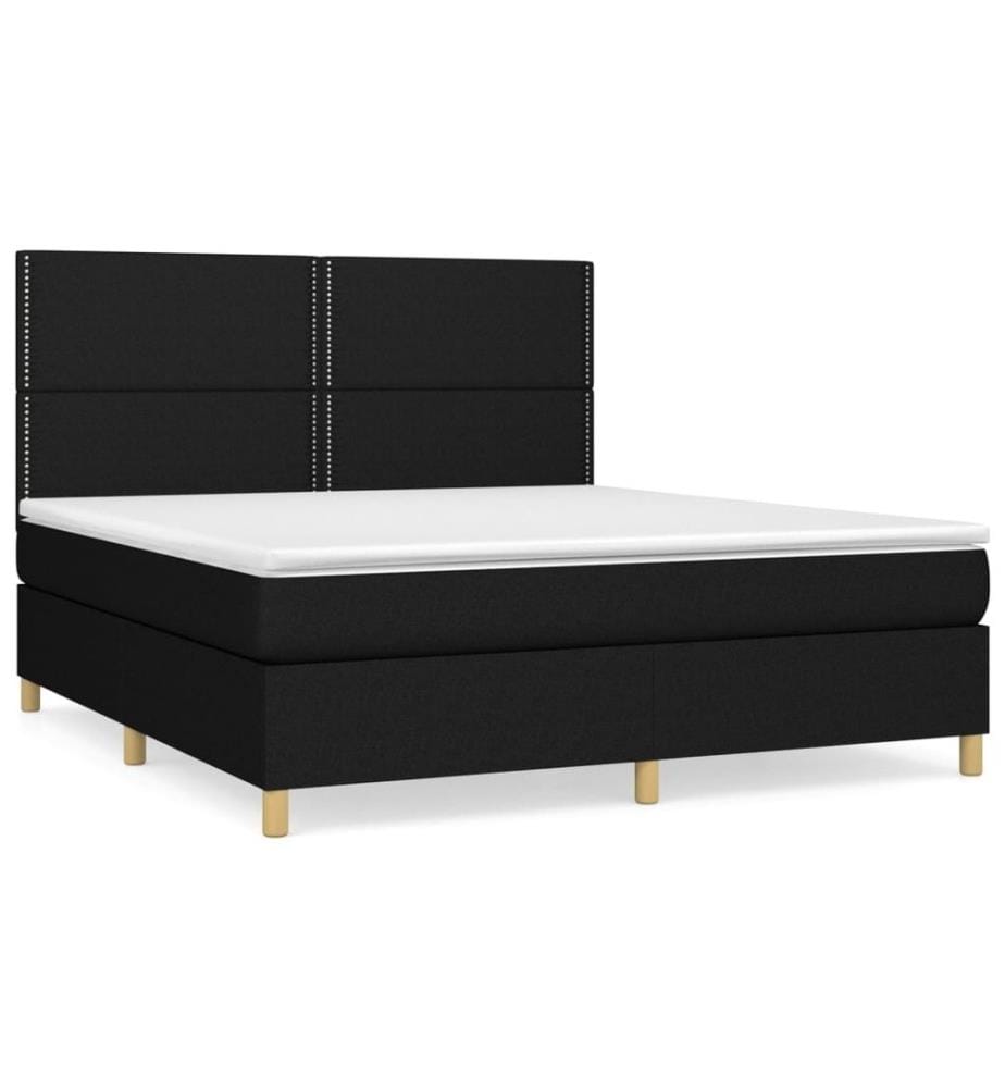 Lit à sommier tapissier avec matelas Noir 180x200 cm Tissu