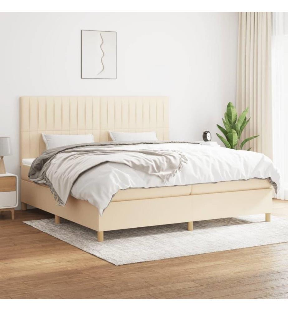 Boxspringbett mit Matratze Creme 200x200 cm Stoff