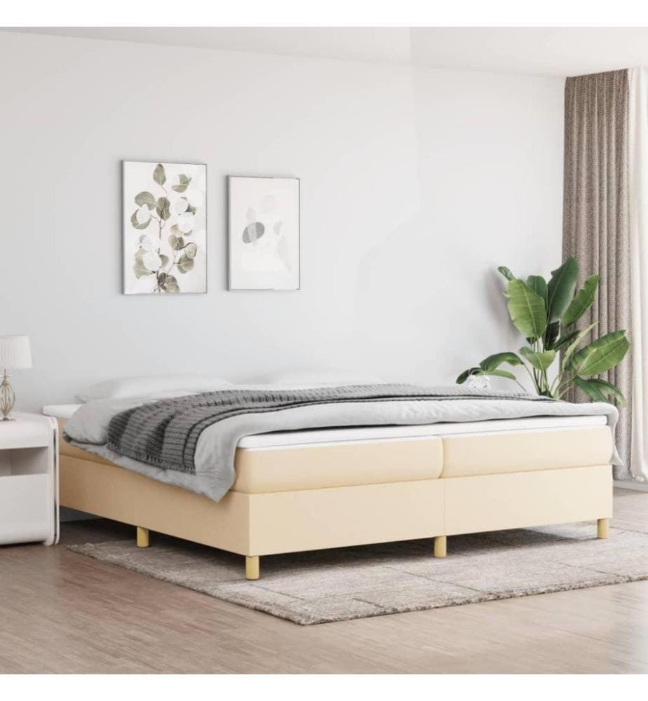 Lit à sommier tapissier avec matelas Crème 200x200 cm Tissu