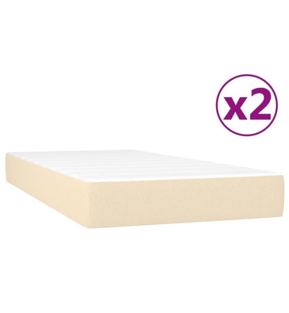 Lit à sommier tapissier avec matelas Crème 200x200 cm Tissu
