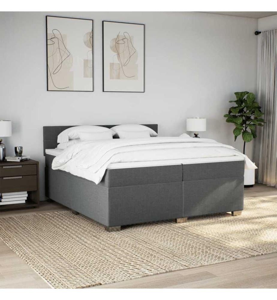 Boxspringbett mit Matratze Dunkelgrau 200x200 cm Stoff