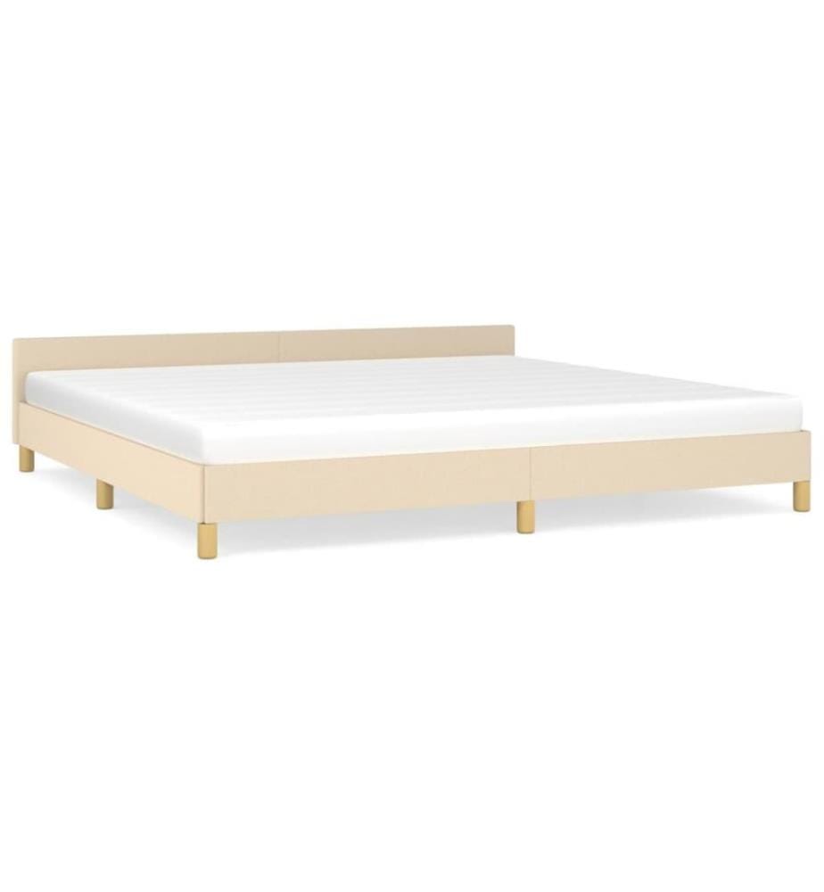 Cadre de lit avec tête de lit Crème 200 x 200 cm Tissu