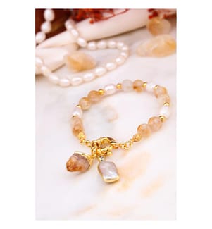 Perlen und Citrin Armband - Gelb