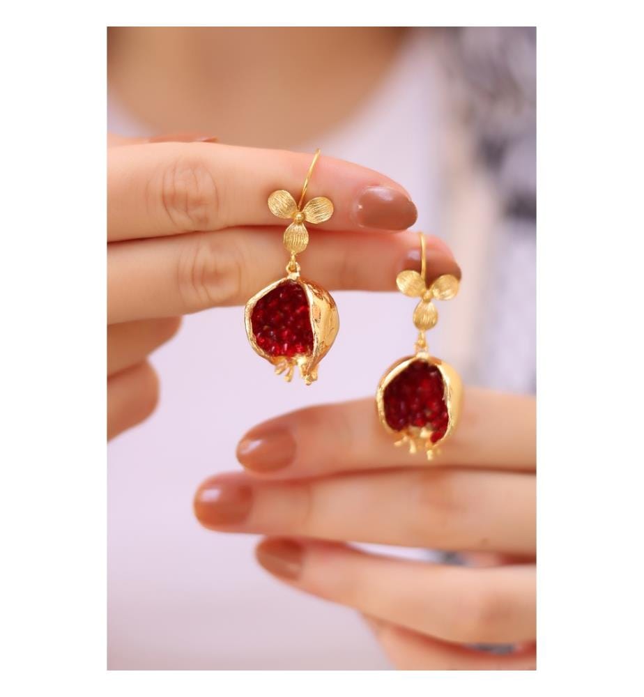 Kristallohrringe - Gold und Rot