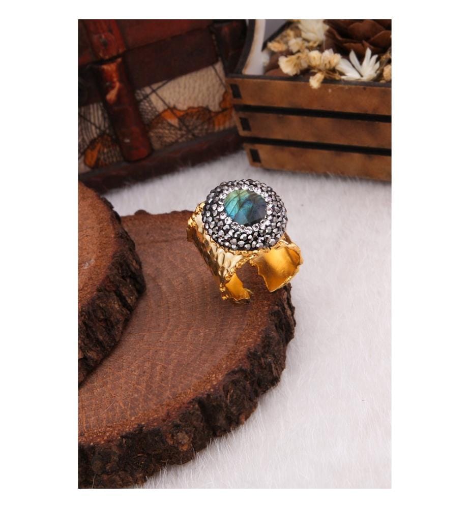 Labradorit-Ring – Grau