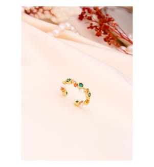 Anello con zircone e perla - Colore misto
