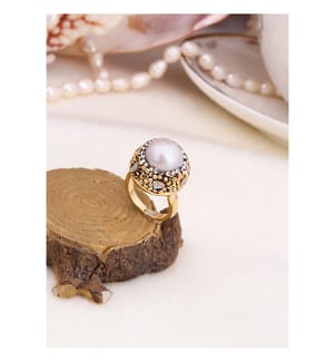 Anello con zircone e perla - Colore misto