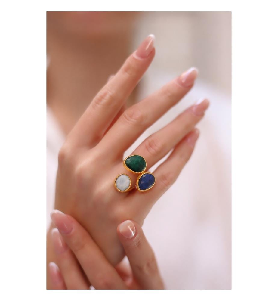 Ring aus Lapislazuli, Achat und Mondstein – verschiedene Farben 