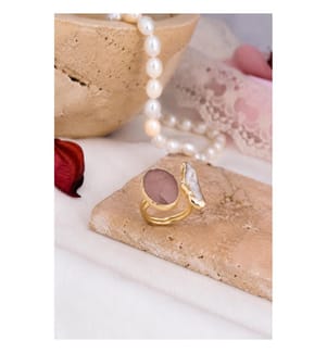 Ring aus Rosenquarz und Perlen  – verschiedene Farben 