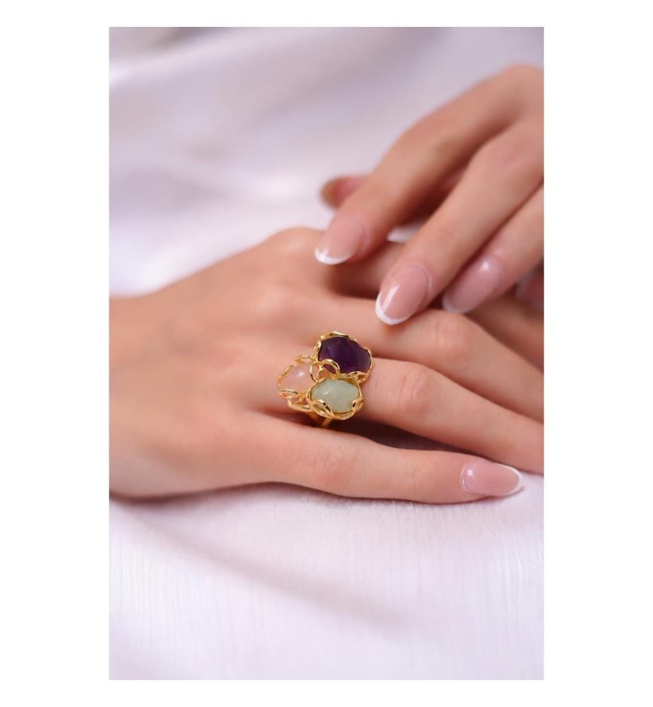 Ring aus Amazonit, Amethyst und Rosenquarz – verschiedene Farben 
