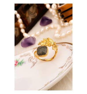 Labradorit-Ring  – Grau