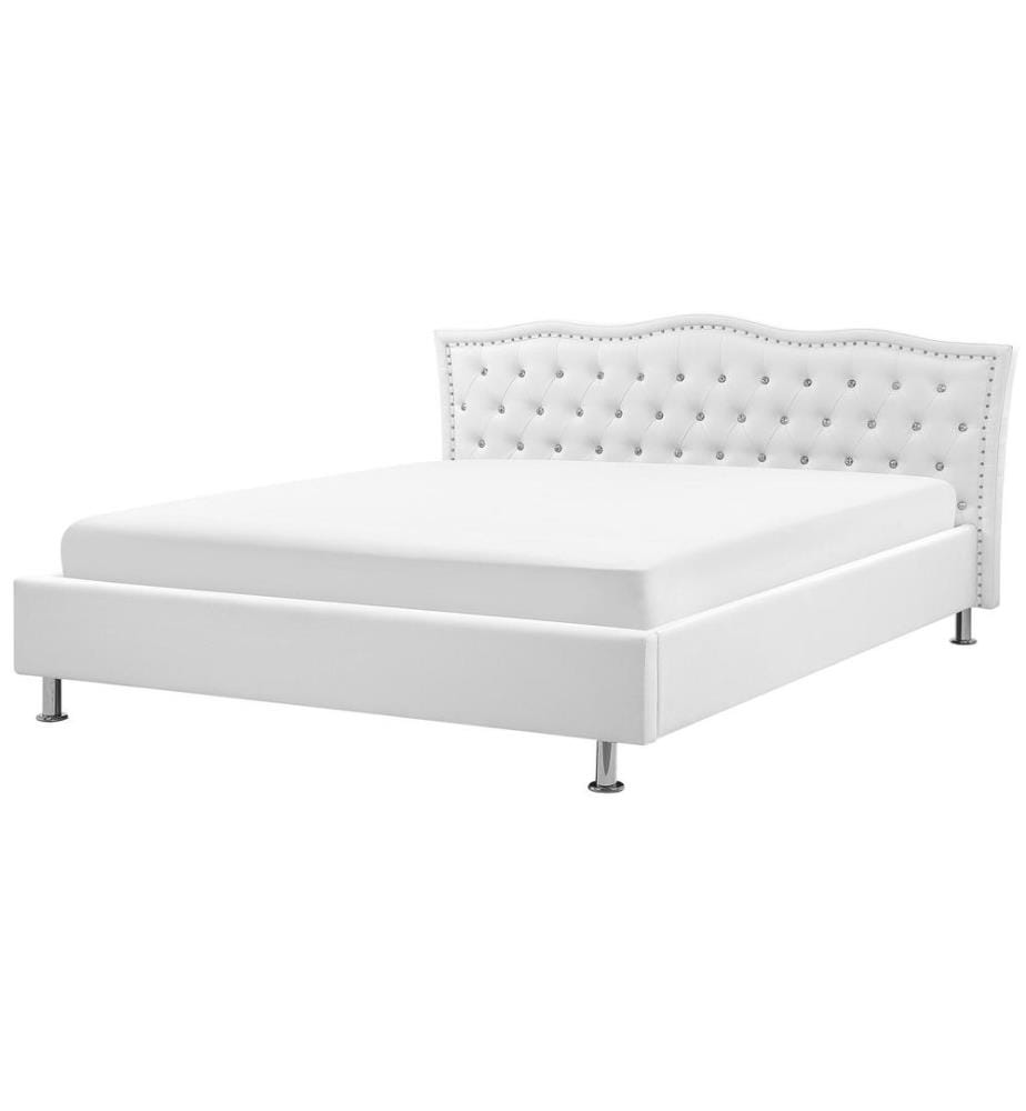 Lit avec sommier Cuir PU METZ 180 x 200 cm Blanc