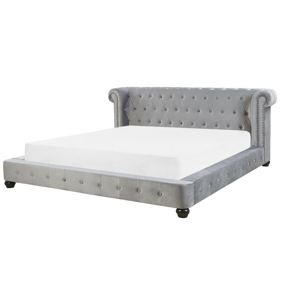 Lit avec sommier Velours CAVAILLON 180 x 200 cm Gris clair