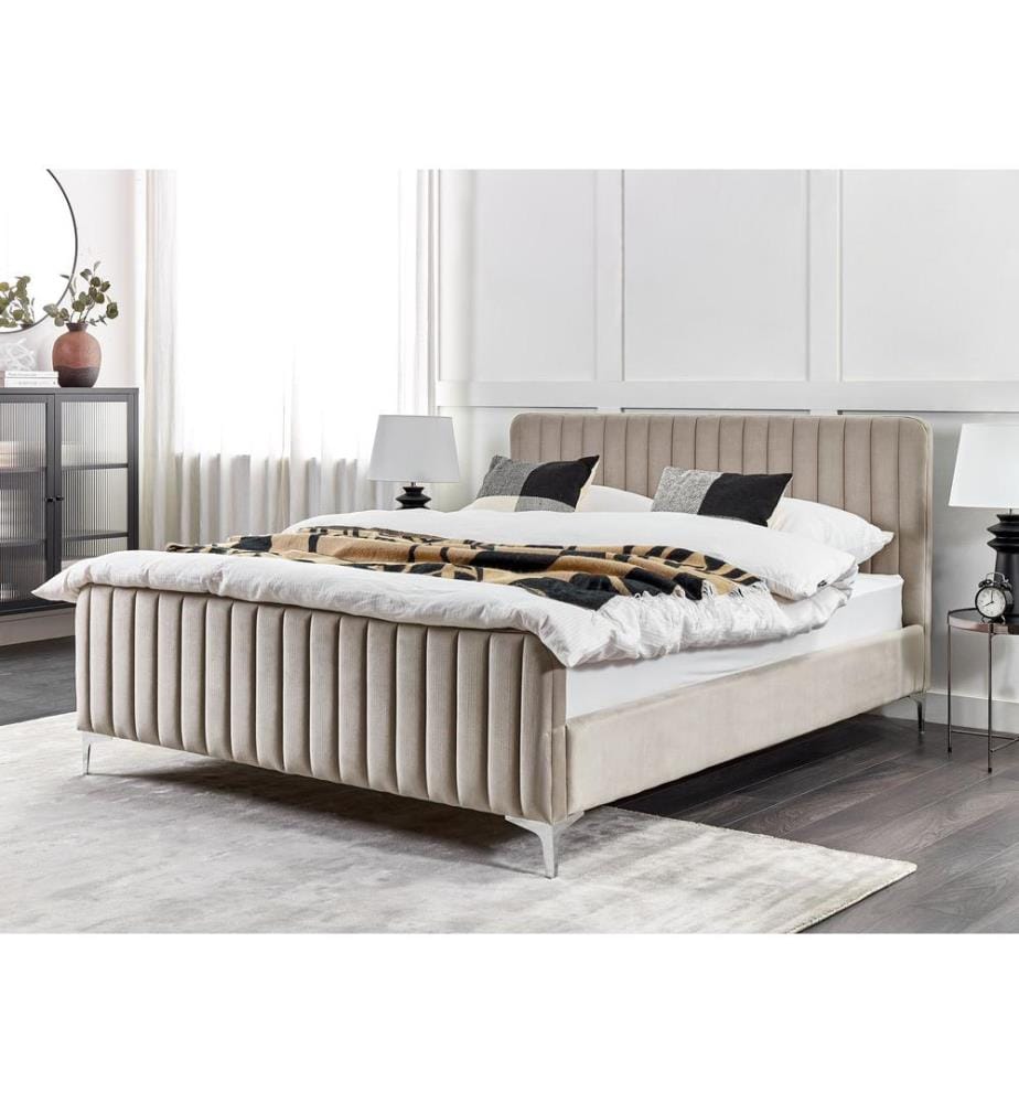 Letto Velluto LUNAN 160 x 200 cm Tortora