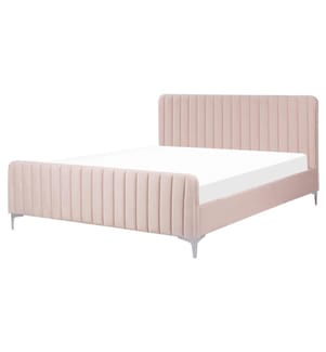 Letto Velluto LUNAN 160 x 200 cm Rosa pastello