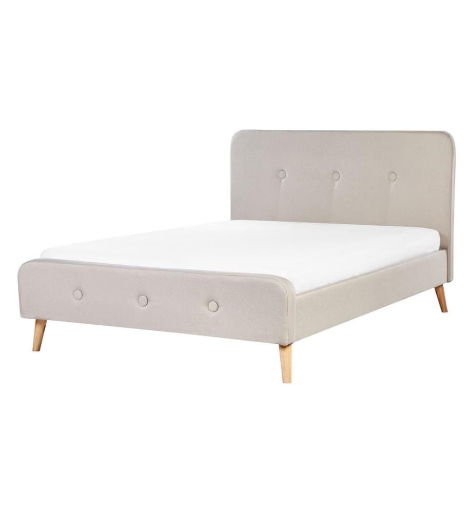 Lit avec sommier Tissu RENNES 140 x 200 cm Beige clair