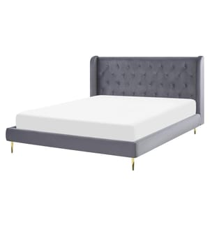 Bett mit Lattenrost Samtstoff FORBACH 160 x 200 cm Grau
