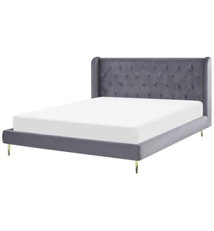 Bett mit Lattenrost Samtstoff FORBACH 180 x 200 cm Grau