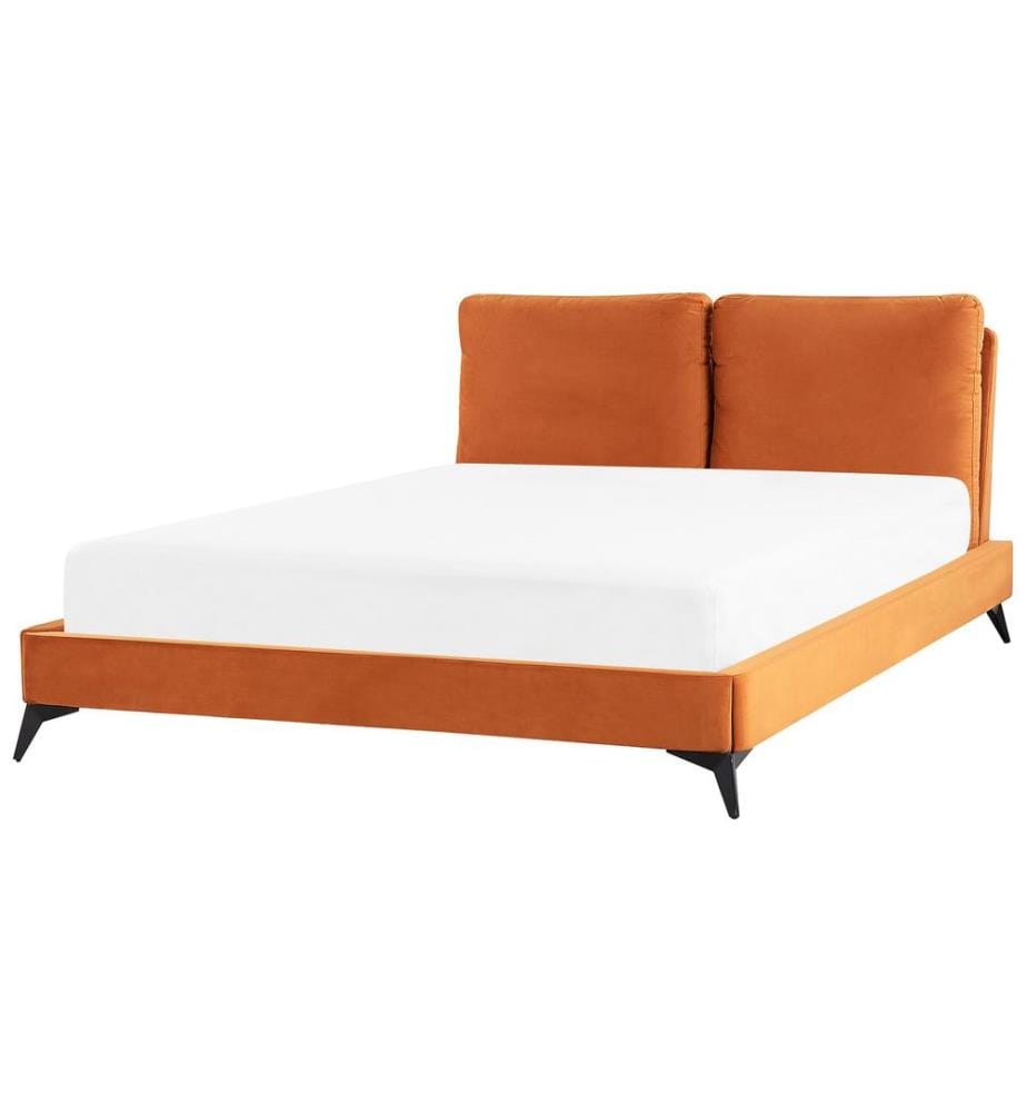 Lit avec sommier Velours MELLE 160 x 200 cm Orange