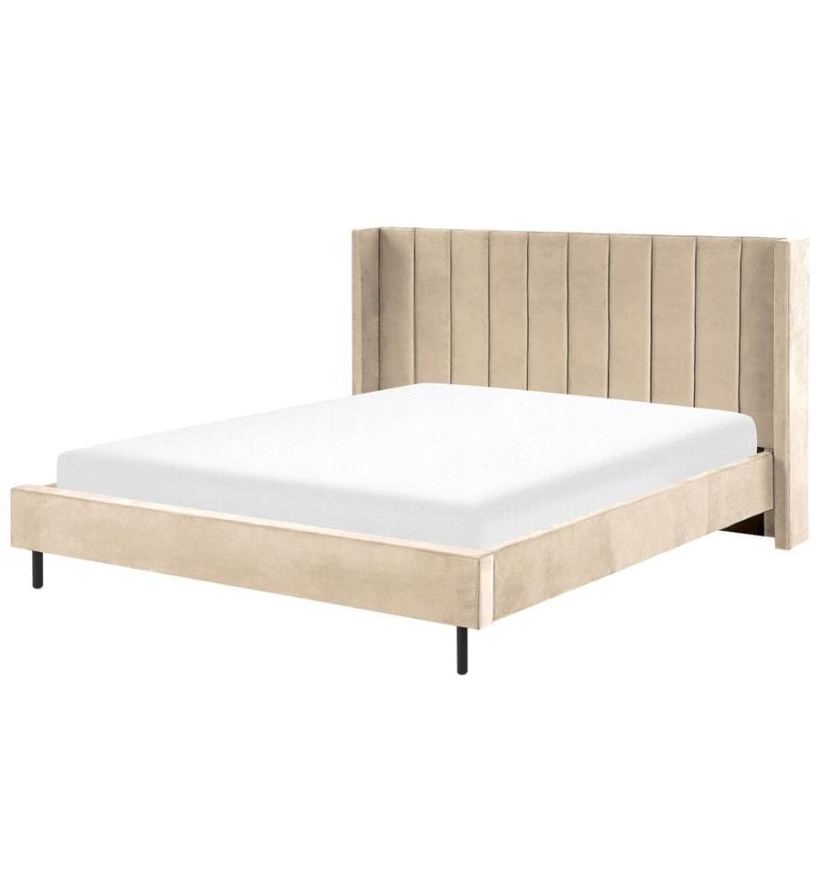 Lit avec sommier Velours VILLETTE 180 x 200 cm Beige