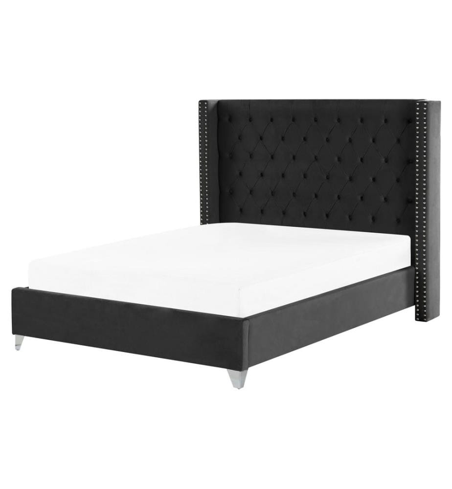 Lit avec sommier Velours LUBBON 160 x 200 cm Noir