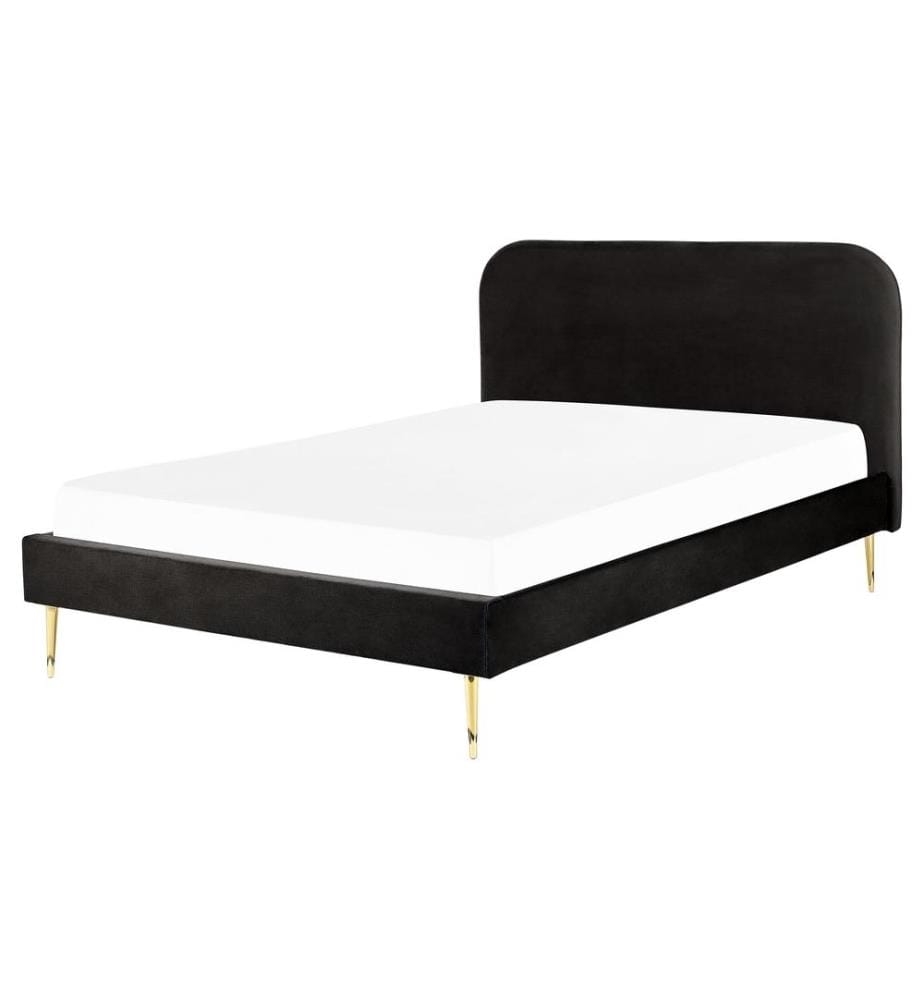 Lit avec sommier Velours FLAYAT 160 x 200 cm Noir