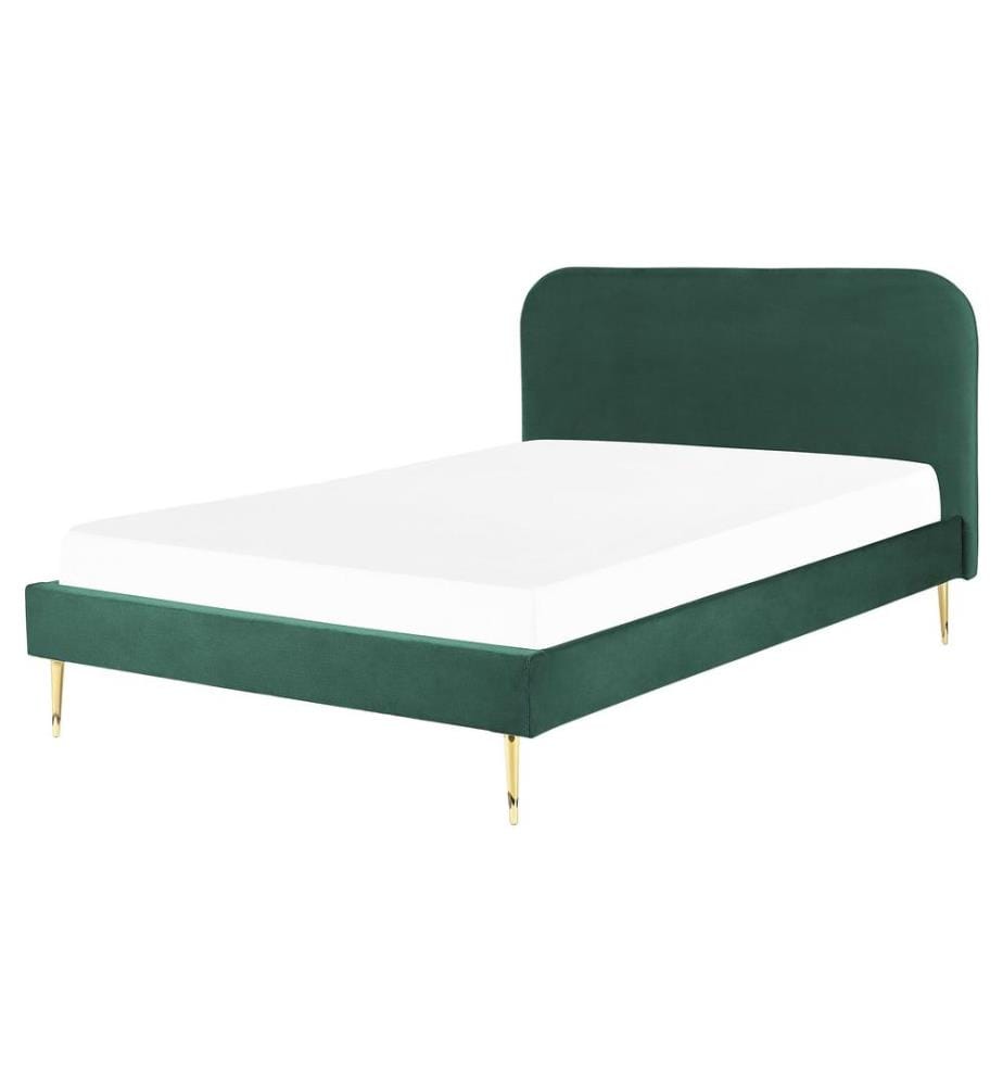 Lit avec sommier Velours FLAYAT 160 x 200 cm Vert émeraude