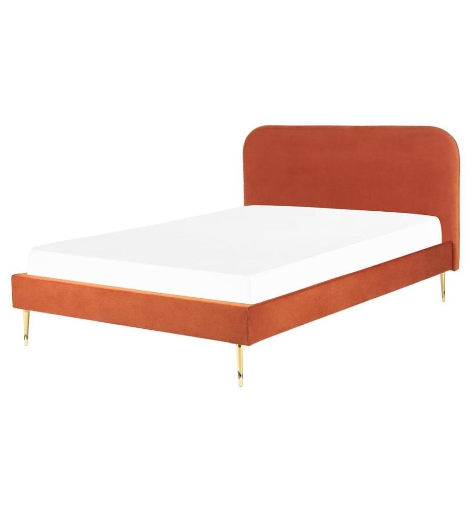 Lit avec sommier Velours FLAYAT 160 x 200 cm Orange