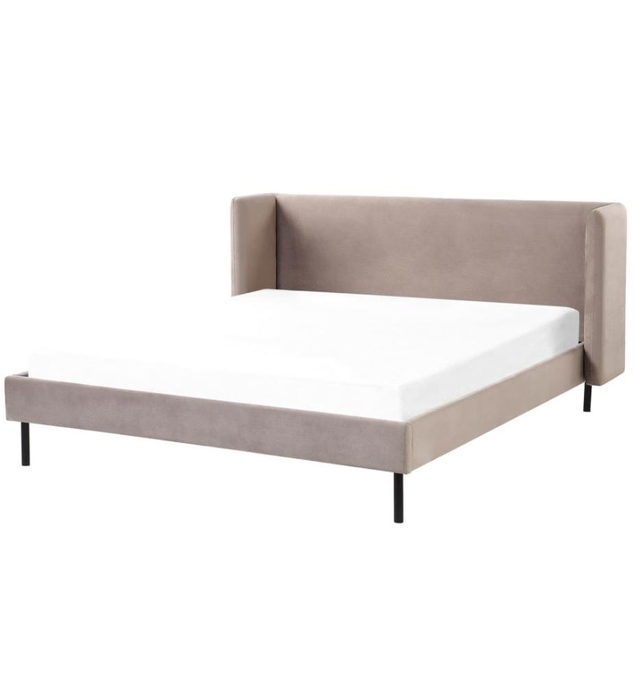 Lit avec sommier Velours ARETTE 160 x 200 cm Taupe