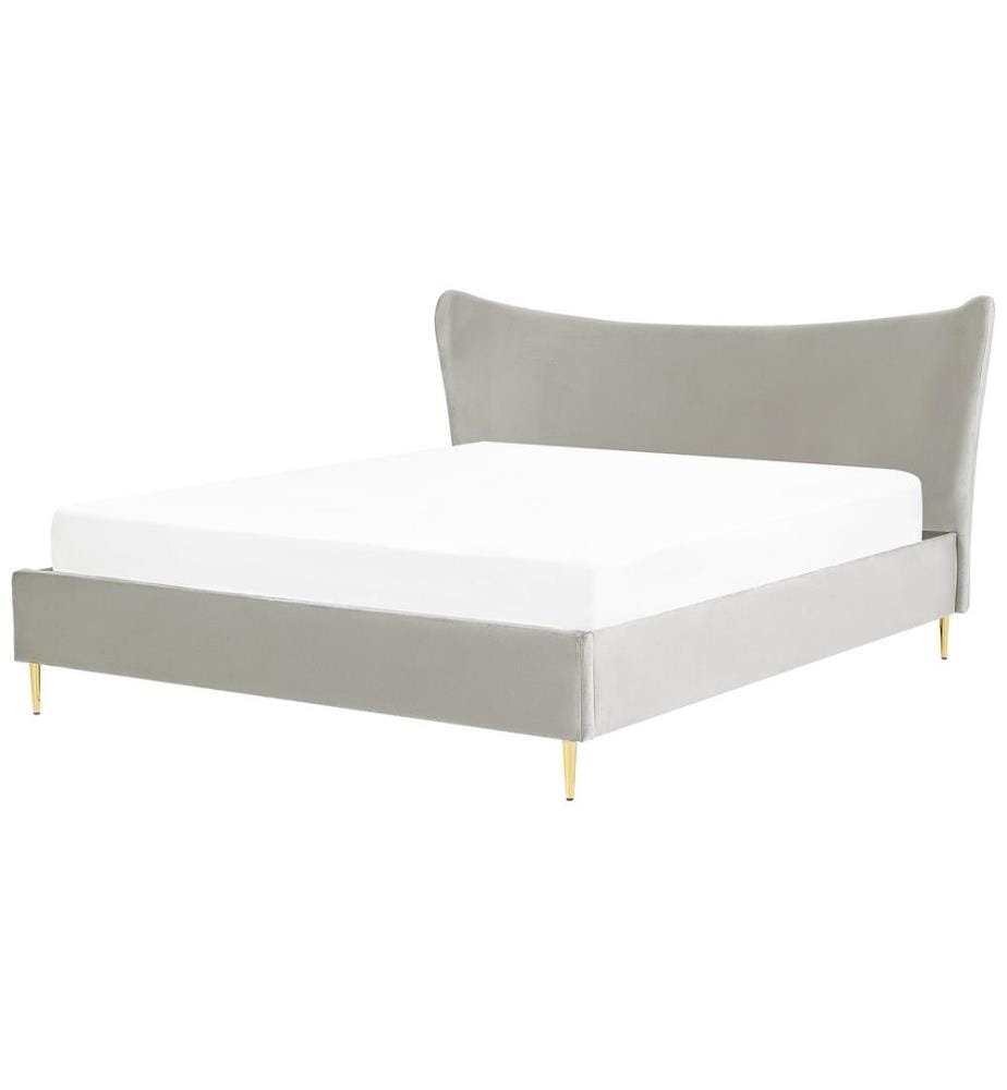 Lit avec sommier Velours CHALEIX 180 x 200 cm Gris clair