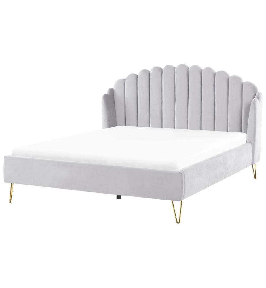 Lit avec sommier Velours AMBILLOU 180 x 200 cm Gris clair
