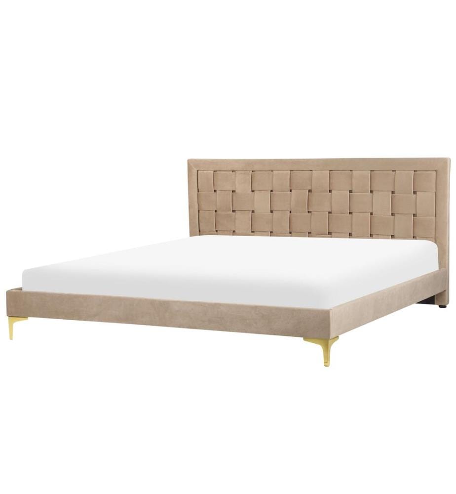 Lit avec sommier Velours LIMOUX 180 x 200 cm Taupe