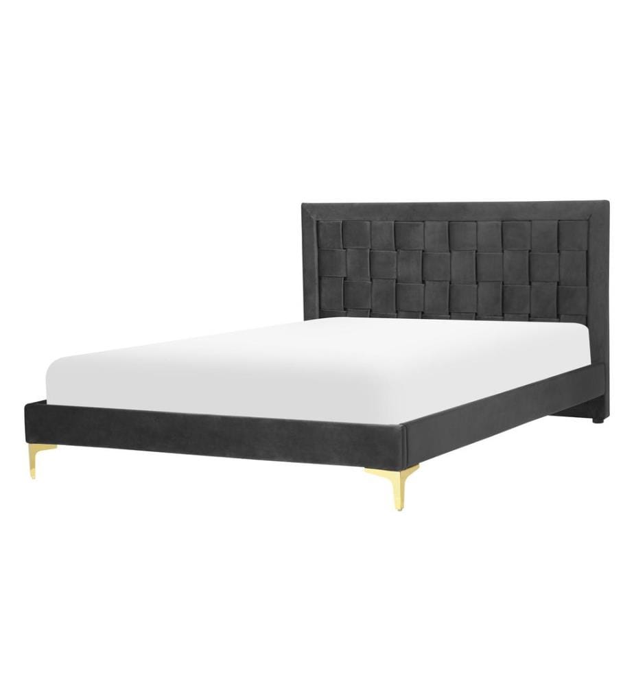 Bett mit Lattenrost Samtstoff LIMOUX 140 x 200 cm Schwarz