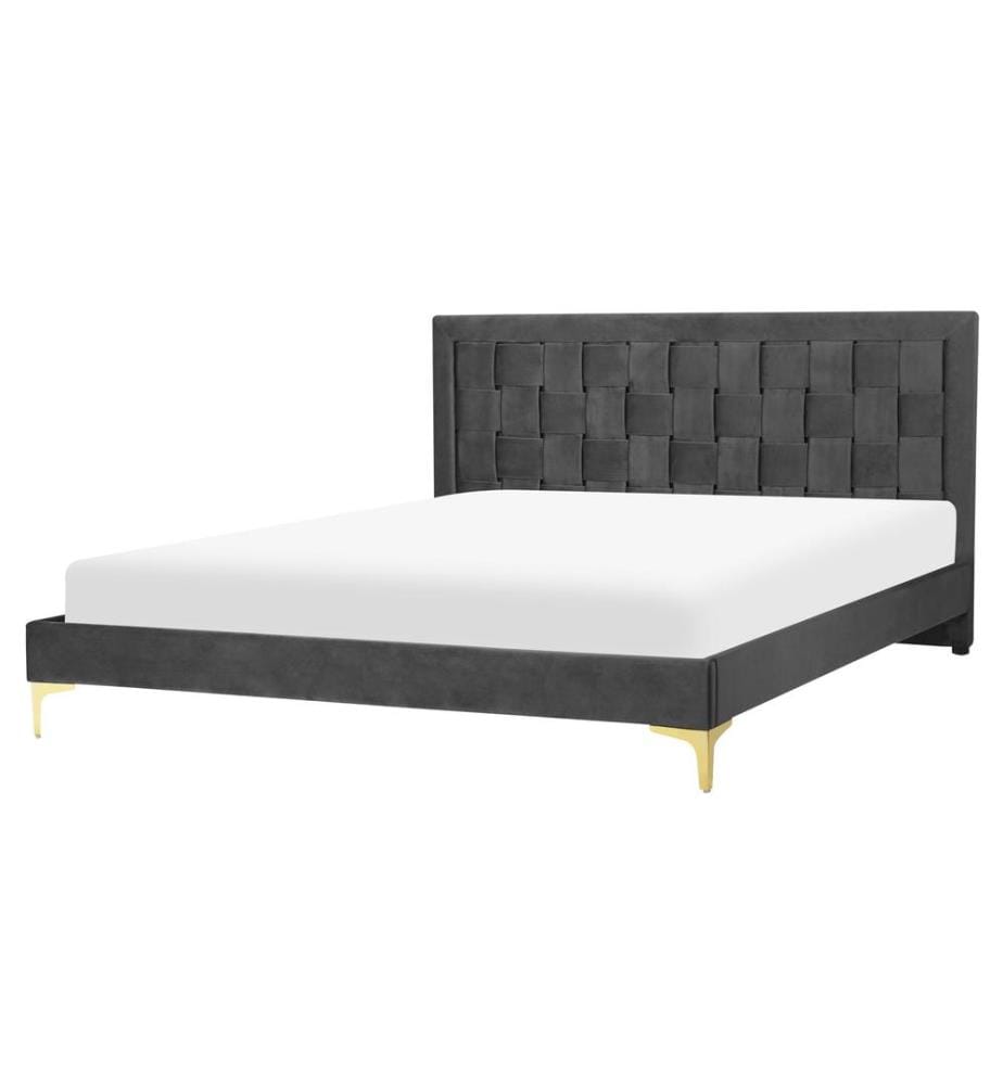Bett mit Lattenrost Samtstoff LIMOUX 160 x 200 cm Schwarz