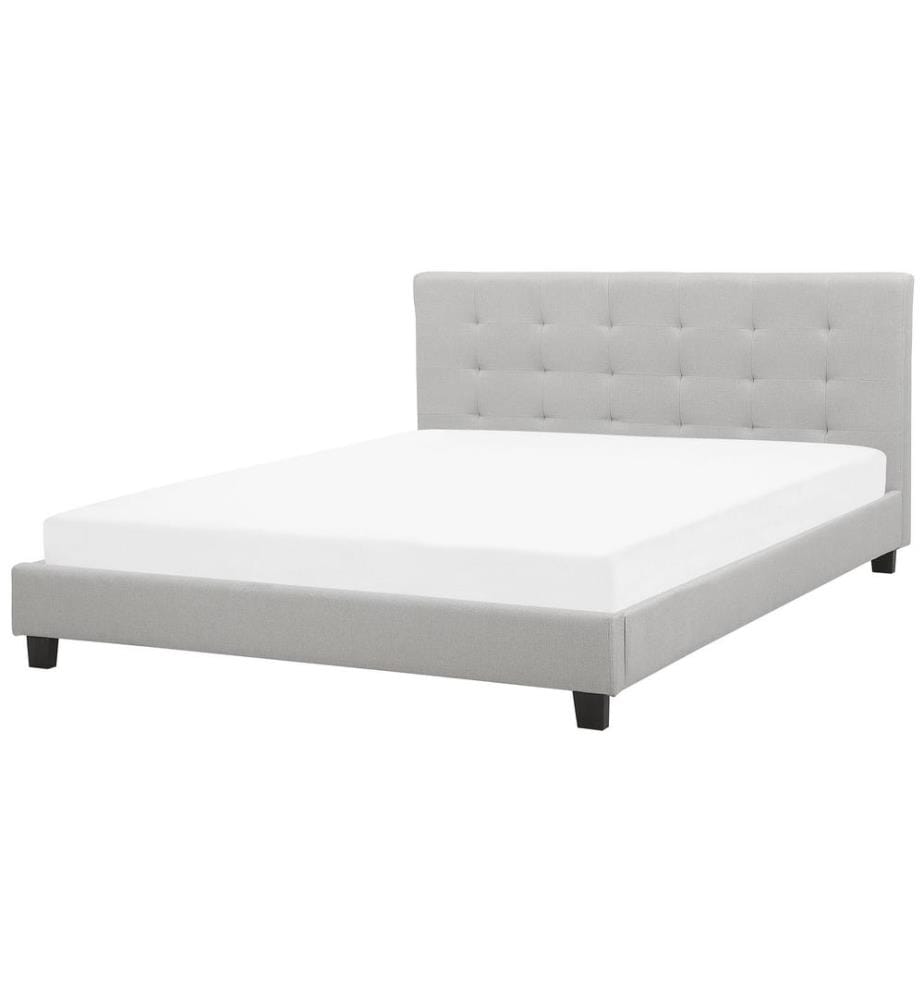 Lit avec sommier Tissu LA ROCHELLE 180 x 200 cm Gris clair