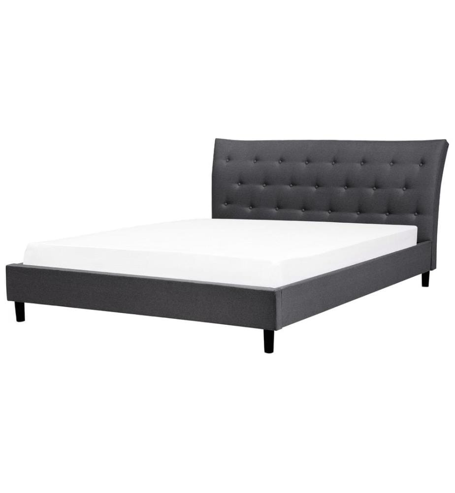 Bett mit Lattenrost Stoff SAVERNE 180 x 200 cm Dunkelgrau
