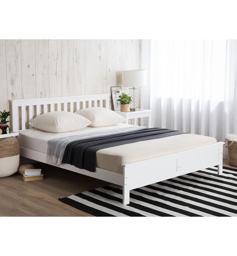 Lit avec sommier Bois de pin MAYENNE 180 x 200 cm Blanc