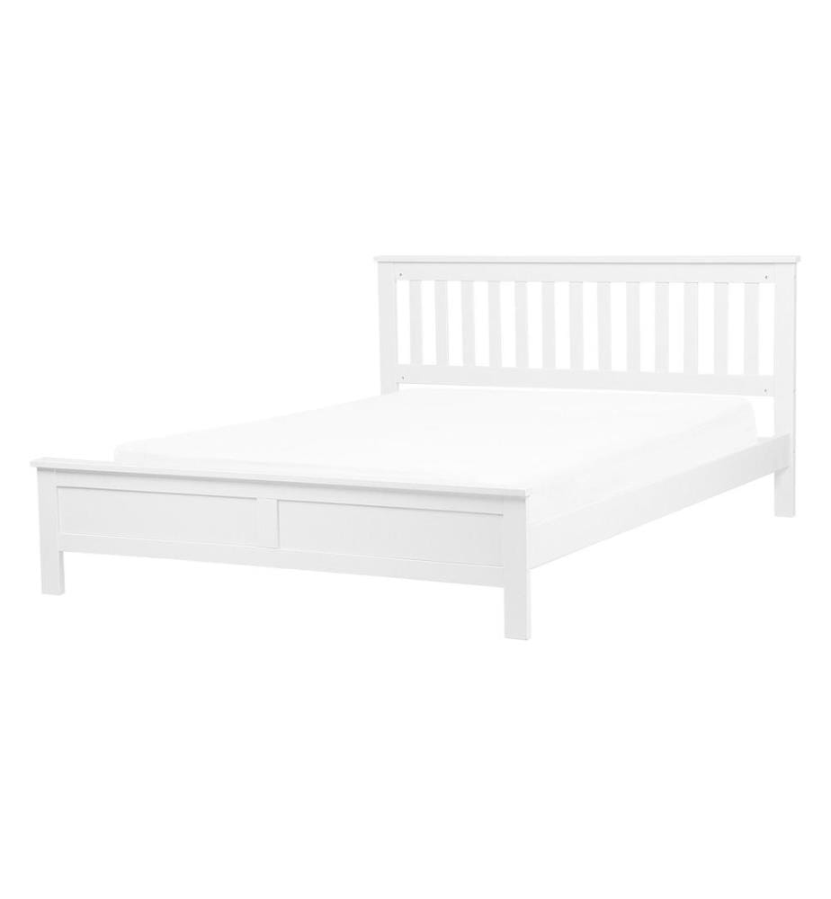 Lit avec sommier Bois de pin MAYENNE 140 x 200 cm Blanc