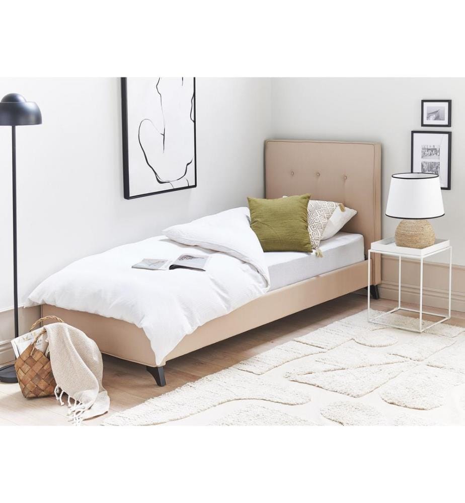 Lit avec sommier Tissu AMBASSADOR 90 x 200 cm Beige