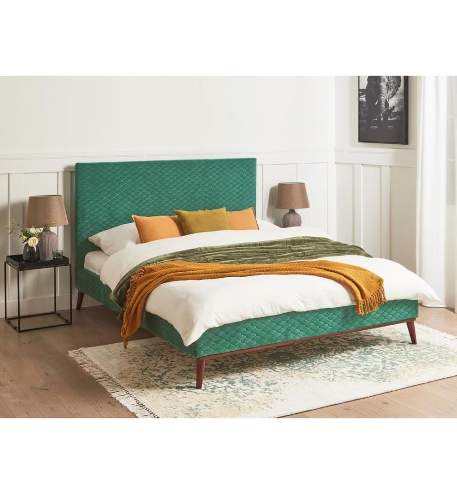 Lit avec sommier Velours BAYONNE 160 x 200 cm Vert foncé