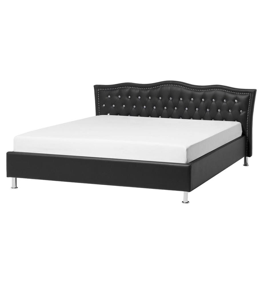 Bett mit Lattenrost Kunstleder METZ 160 x 200 cm Schwarz