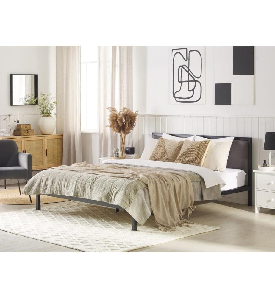 Lit avec sommier Métal CLAMART 160 x 200 cm Gris