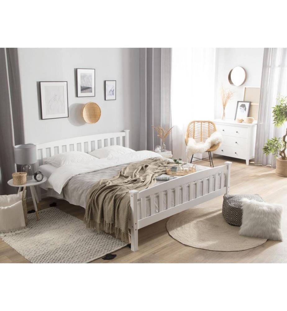 Letto Legno di pino GIVERNY 180 x 200 cm Bianco