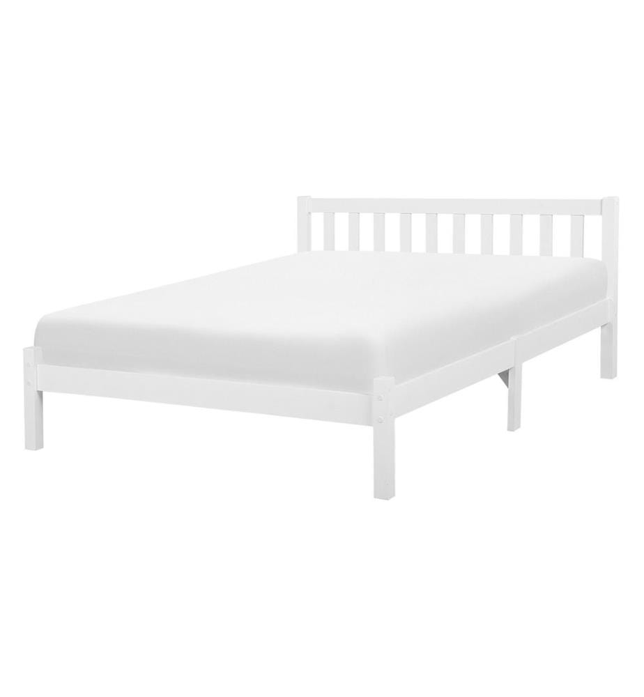 Lit avec sommier Bois de pin FLORAC 140 x 200 cm Blanc