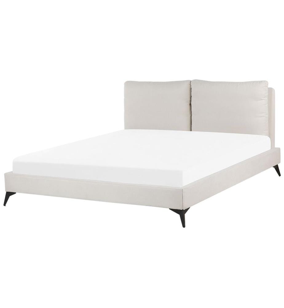 Lit avec sommier Tissu chenille MELLE 180 x 200 cm Beige clair