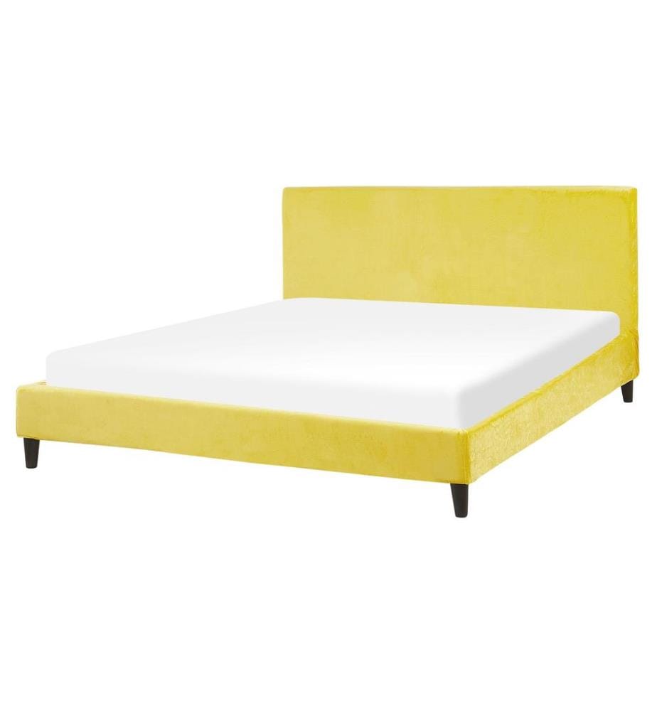 Lit avec sommier Velours FITOU 160 x 200 cm Jaune
