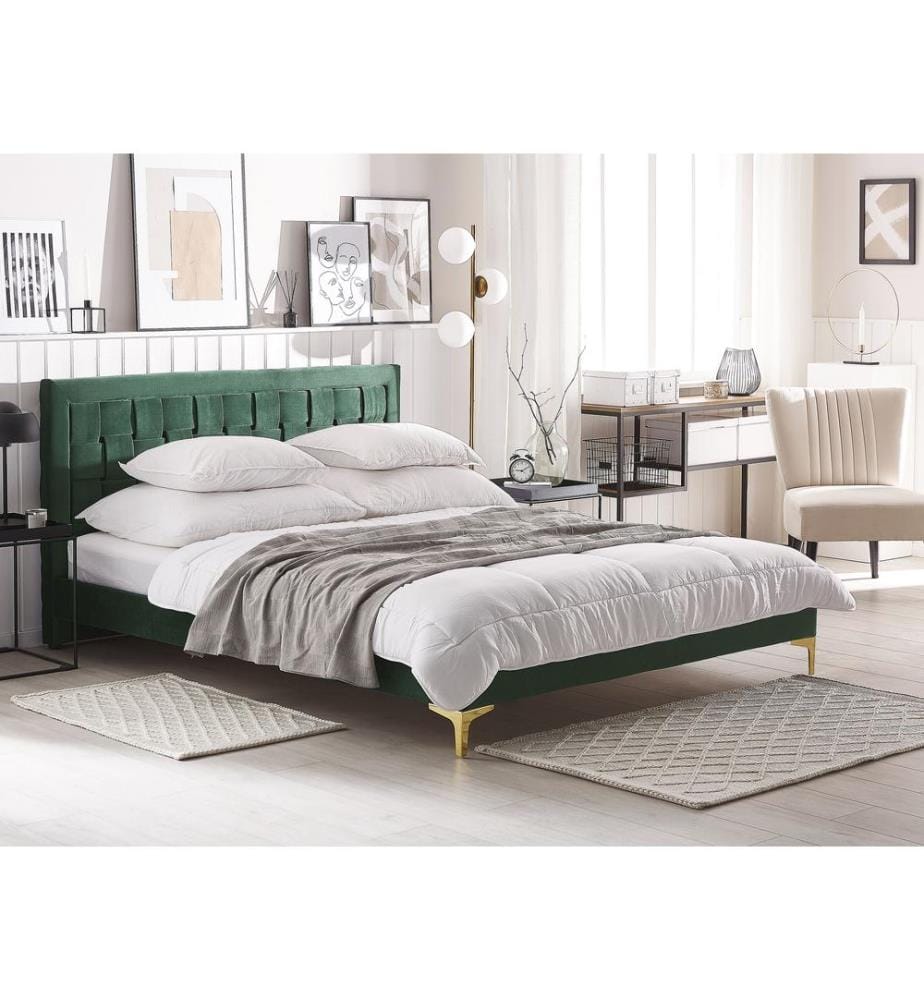 Lit avec sommier Velours LIMOUX 180 x 200 cm Vert foncé