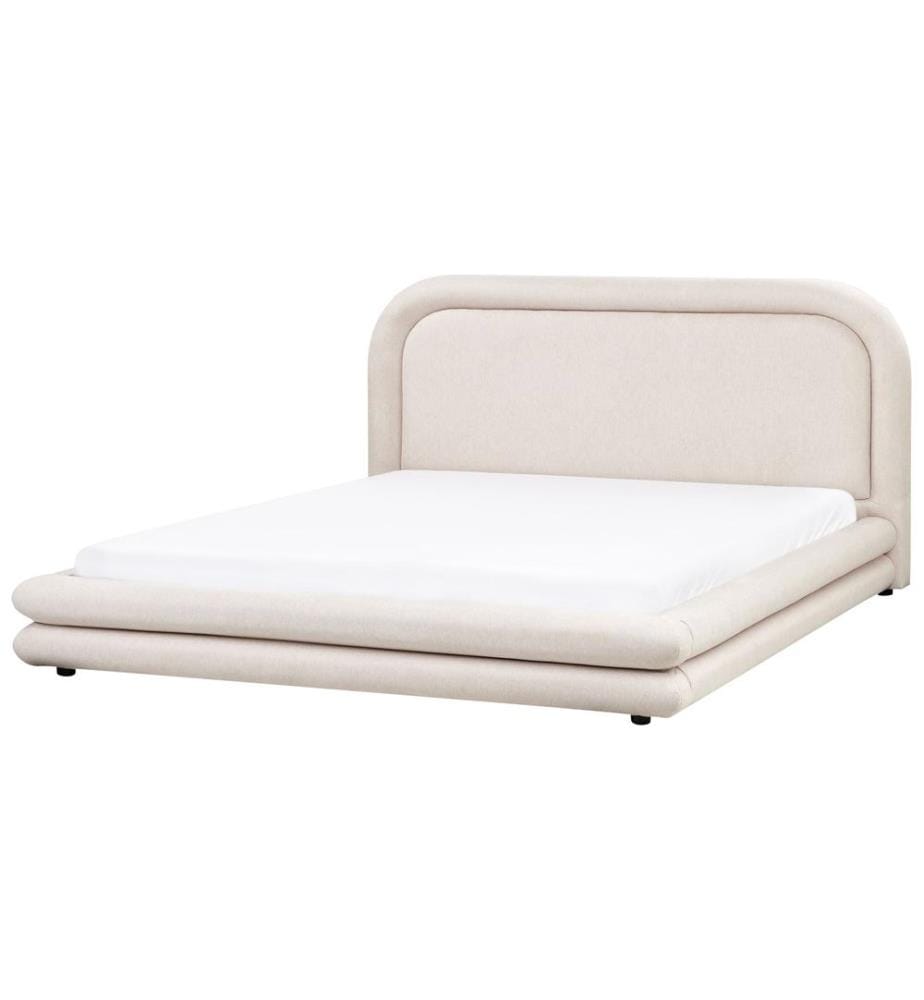 Lit avec sommier Lin synthétique LAVARDENS 180 x 200 cm Beige clair